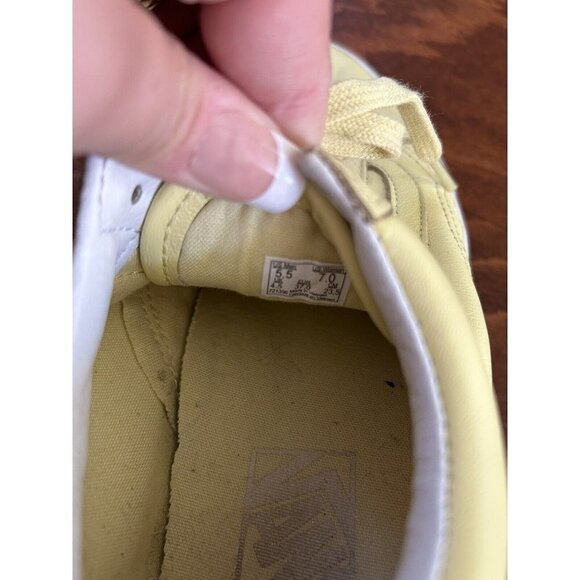 Vans Unisex Mens 5.5 Womens 7 Lace Up Pale Yellow Low Top Sneakers Leather - Picture 6 of 9